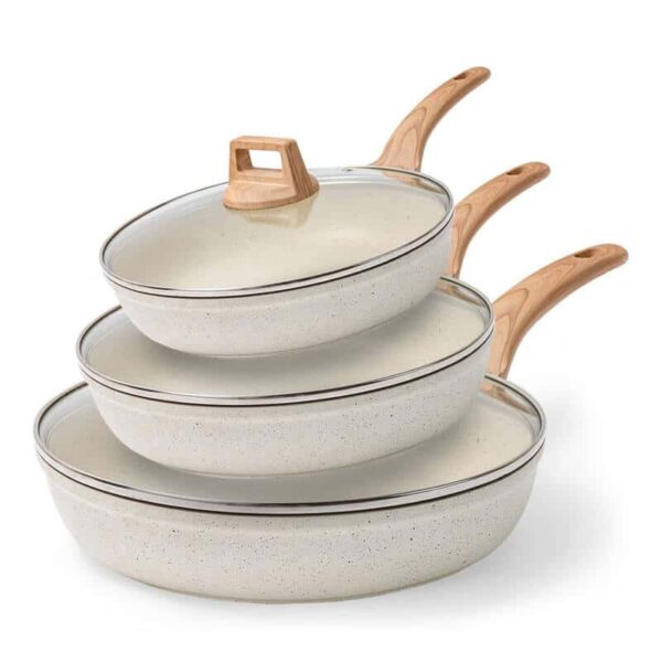 Boreine 3-teiliges Bratpfannenset – Aluminium – Beige